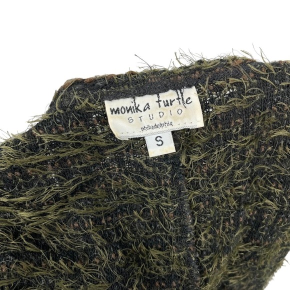 Vintage Monika Turtle Studio Cardigan Sweater Longline Olive Green Small - Picture 8 of 9